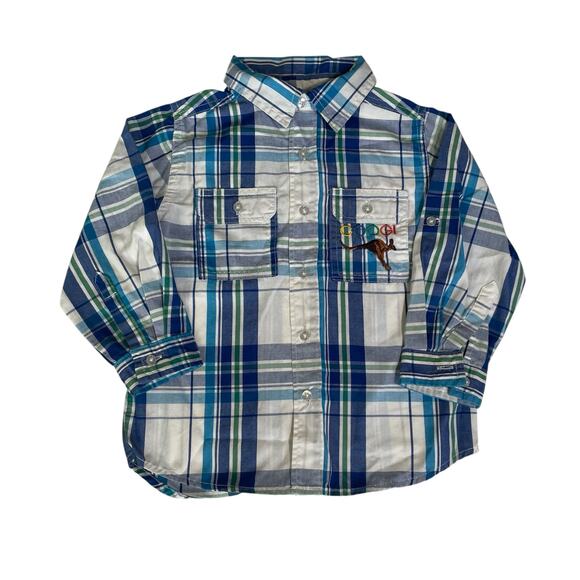 🛍️4 for $20🛍️ COOGI Toddler Boys 4T Button Down Shirt Long Sleeve Plaid - Picture 1 of 6